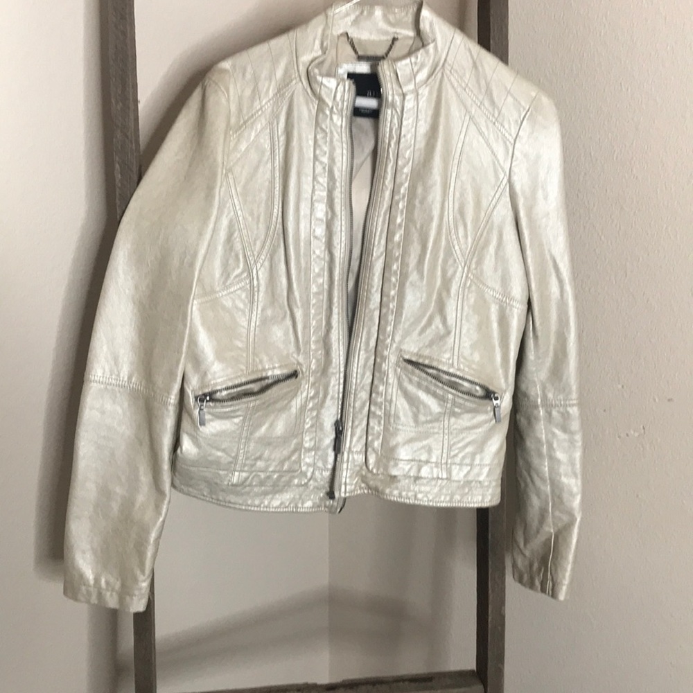 Macy’s White leather a.n.a. Jacket